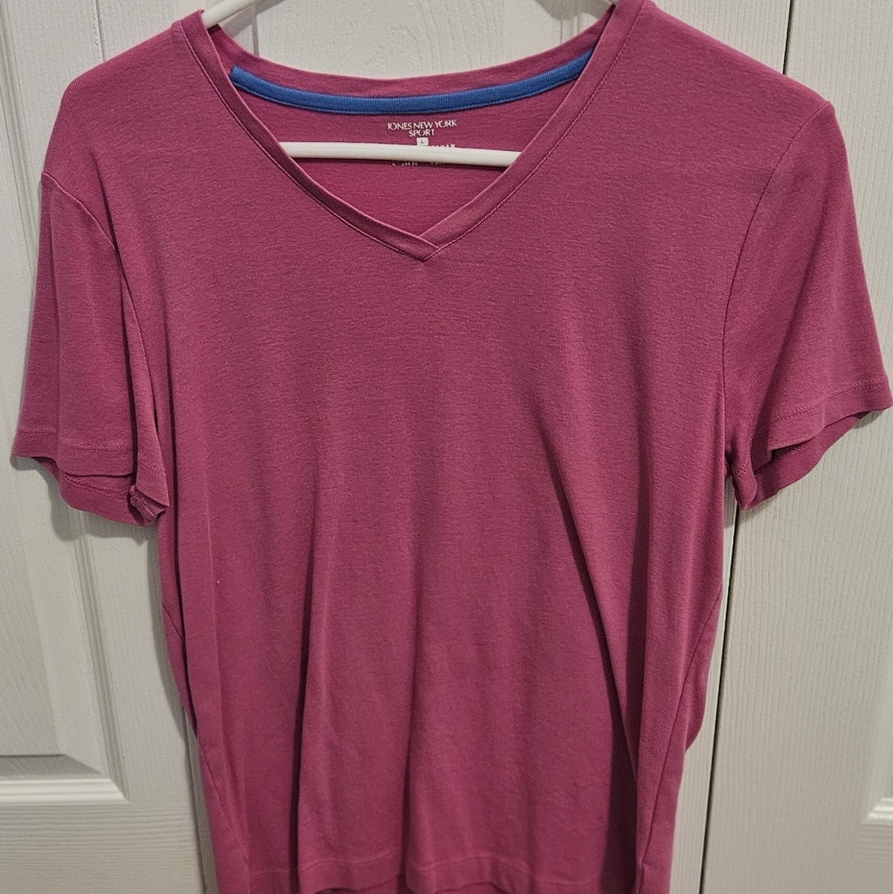 Jones New York Women's Pink V-Neck Top